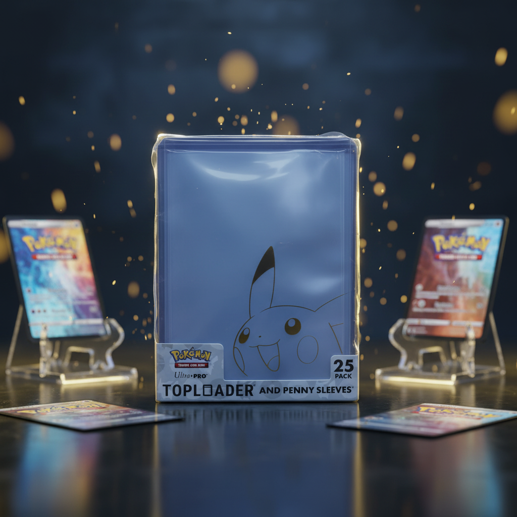 Ultra Pro – Combo Toploader Pikachu + 25 Pochettes Penny, Protection Cartes Pokémon, PVC Transparent