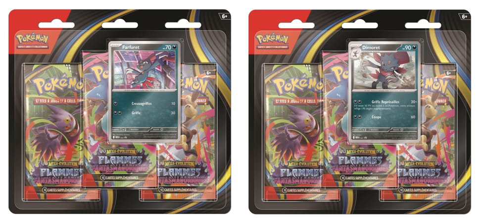 Blister 3-Pack Pokémon Flammes Fantasmagoriques : Farfuret – ME02 – FR
