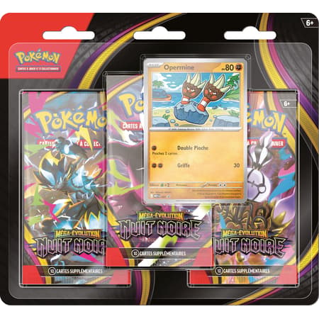 Blister Pokémon JCC Méga-Évolution ME05 Nuit Noire contenant 3 boosters officiels en français
