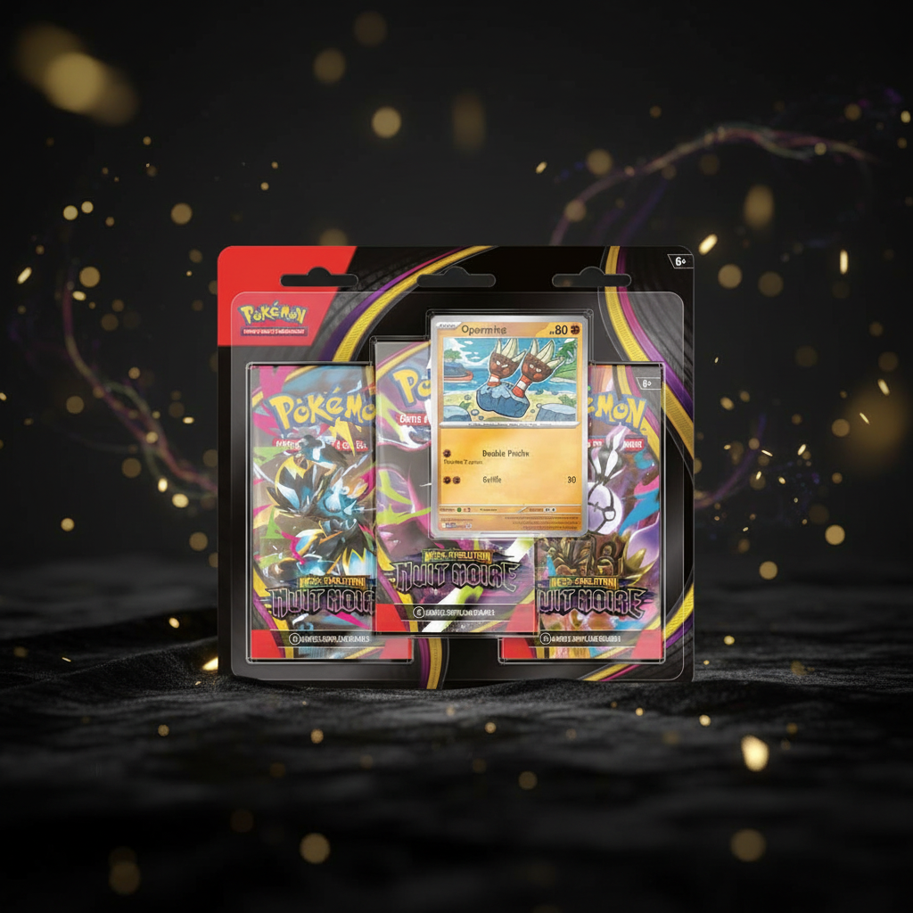 Blister Pokémon JCC Méga-Évolution ME05 Nuit Noire contenant 3 boosters officiels en français
