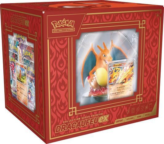 Pokémon JCC – Coffret Premium Dracaufeu-ex avec Figurine & Porte-Cartes – Version Française (FR)