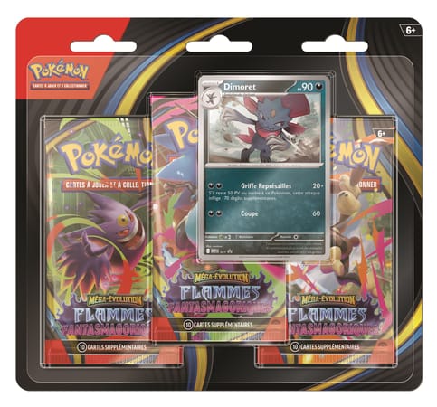 Blister 3-Pack Pokémon Flammes Fantasmagoriques : Farfuret – ME02 – FR