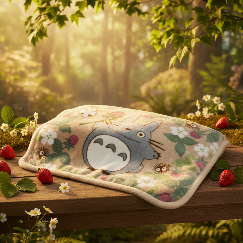 Mon Voisin Totoro – Plaid Fluffy Totoro Framboise 70×100 cm