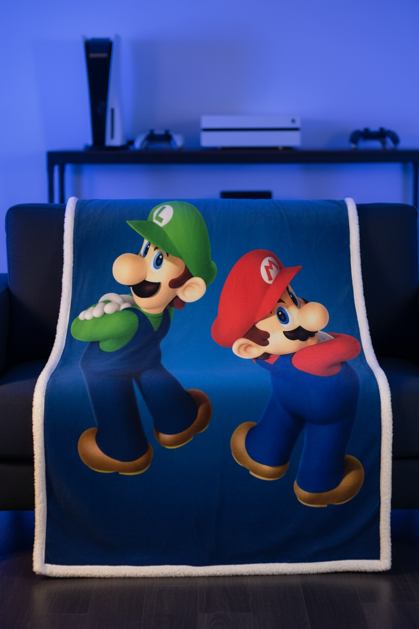 Super Mario – Plaid Premium Mario & Luigi 100×150 cm