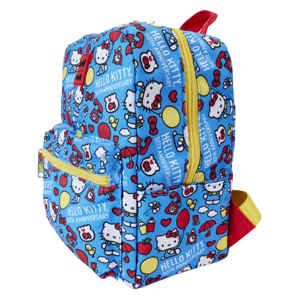 HELLO KITTY - 50ème Anniv. - Mini Sac à Dos carré en Nylon LoungeFly