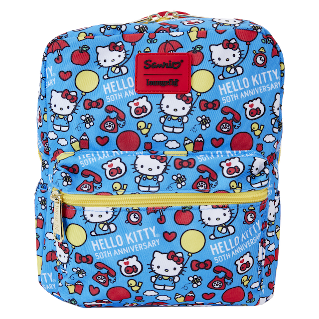 HELLO KITTY - 50ème Anniv. - Mini Sac à Dos carré en Nylon LoungeFly