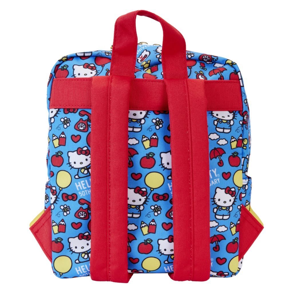 HELLO KITTY - 50ème Anniv. - Mini Sac à Dos carré en Nylon LoungeFly