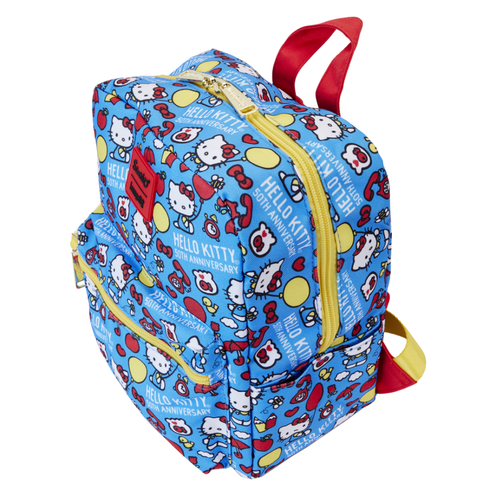 HELLO KITTY - 50ème Anniv. - Mini Sac à Dos carré en Nylon LoungeFly