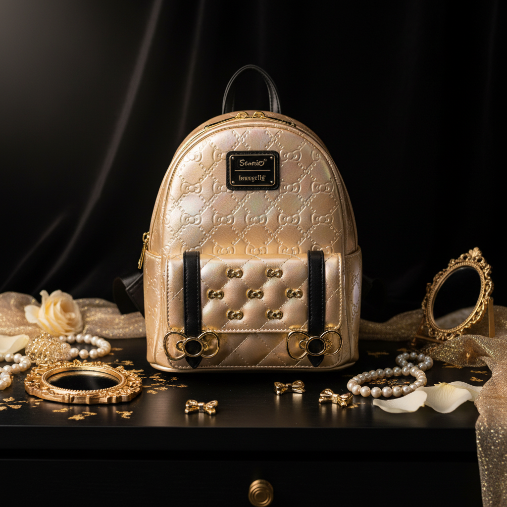 SANRIO – 50ᵉ Anniversaire – Mini Sac à Dos Métallique Doré Loungefly