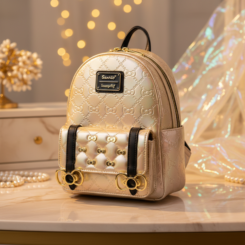 SANRIO – 50ᵉ Anniversaire – Mini Sac à Dos Métallique Doré Loungefly
