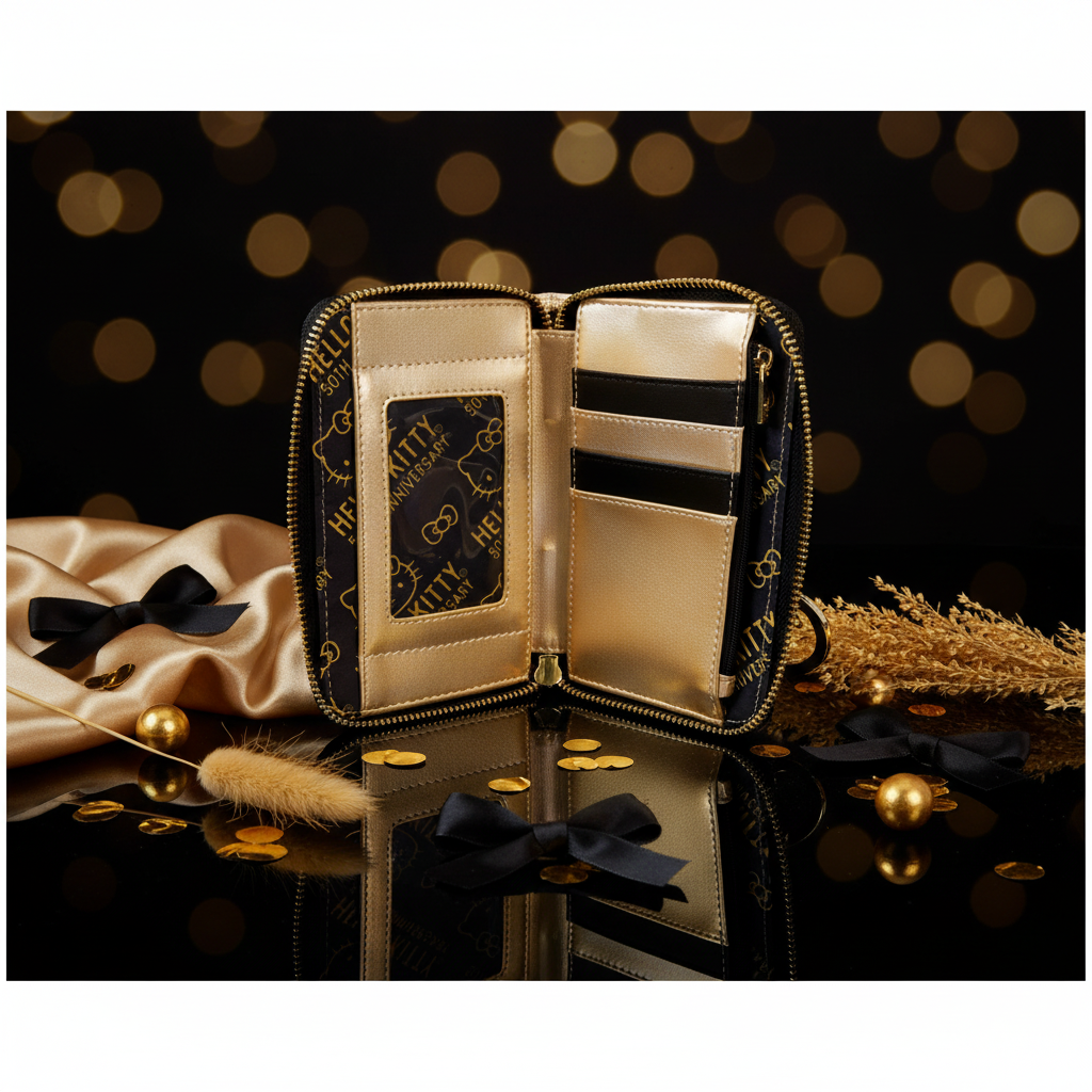 SANRIO – 50ᵉ Anniversaire – Portefeuille Doré Loungefly