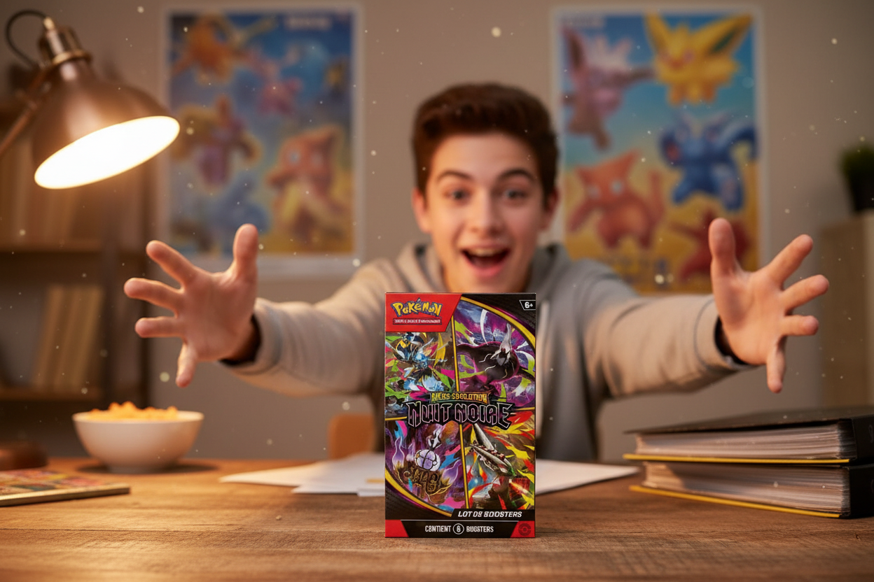 Lot de 6 boosters Pokémon JCC Méga-Évolution ME05 Nuit Noire version française pour collection et jeu