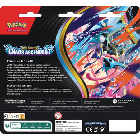 Pokémon – Pack de 3 Boosters Blister Méga-Évolution ME04 Chaos Ascendant FR