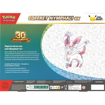 Pack Pokémon 30e Anniversaire – Coffret Nymphali-ex + Tapis Lillie et Mélofée Ultra PRO
