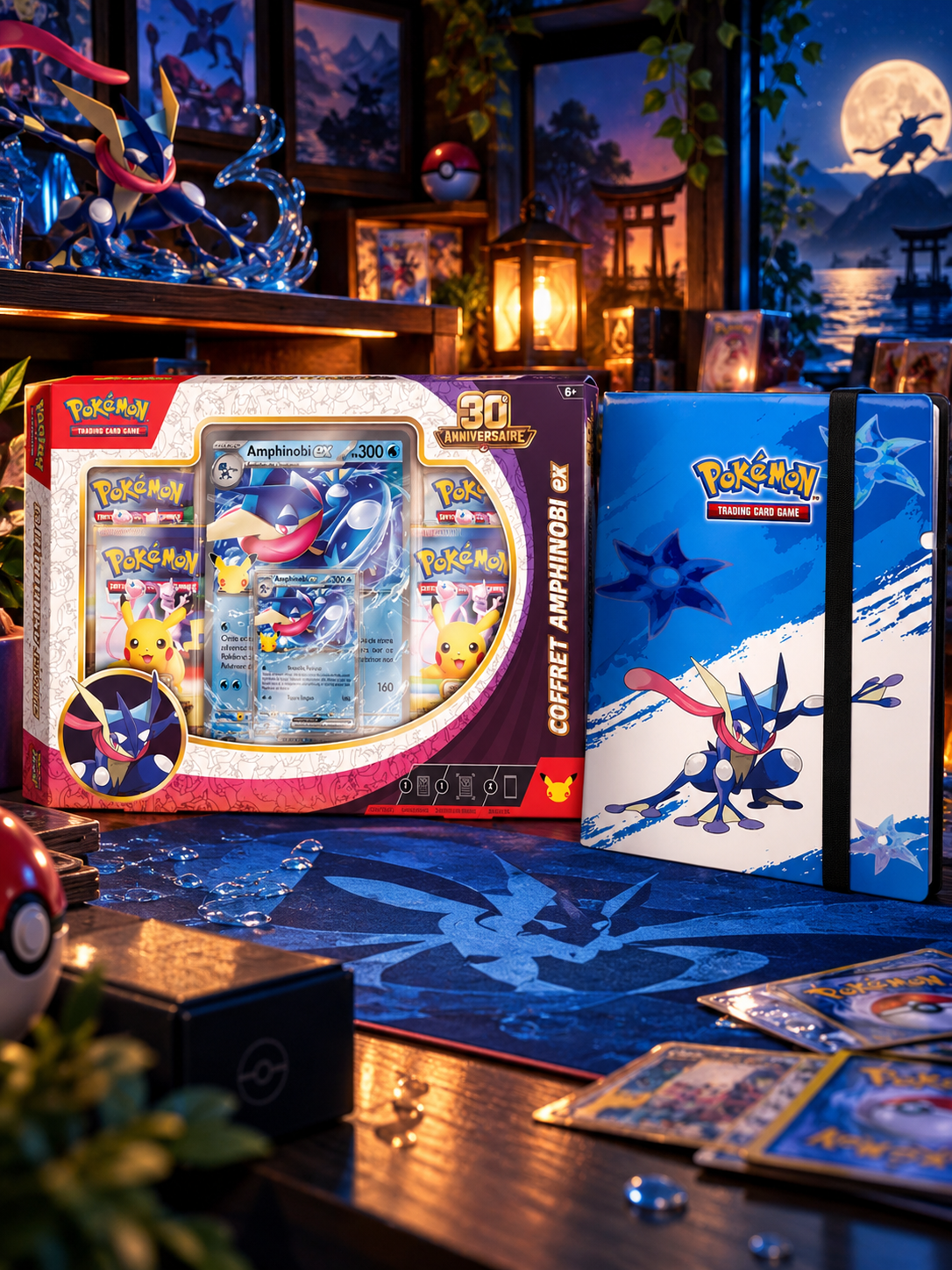 Pack Pokémon 30e Anniversaire Amphinobi-ex + Classeur Ultra PRO 360 Cartes – FR