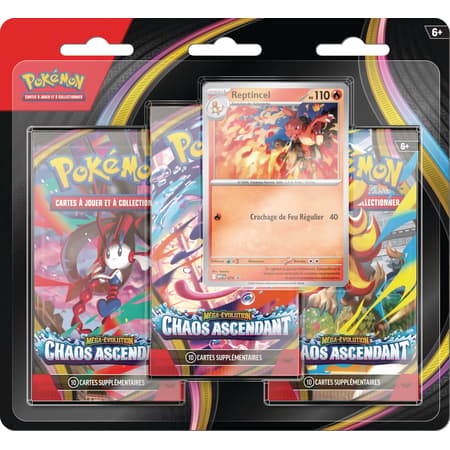 Pokémon – Pack de 3 Boosters Blister Méga-Évolution ME04 Chaos Ascendant FR
