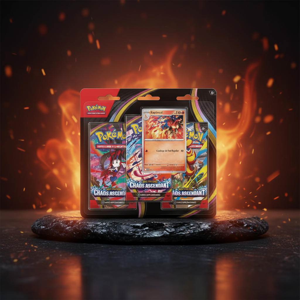 Pokémon – Pack de 3 Boosters Blister Méga-Évolution ME04 Chaos Ascendant FR