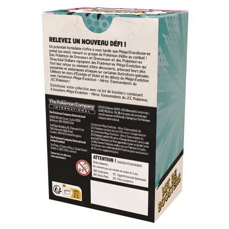 Pokémon JCC : Lot de 6 boosters Méga-Évolution - ME2.5 Héros Transcendants - FR