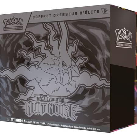Coffret Dresseur d'Élite Pokémon JCC Méga-Évolution ME05 Nuit Noire version française avec boosters et accessoires officiels