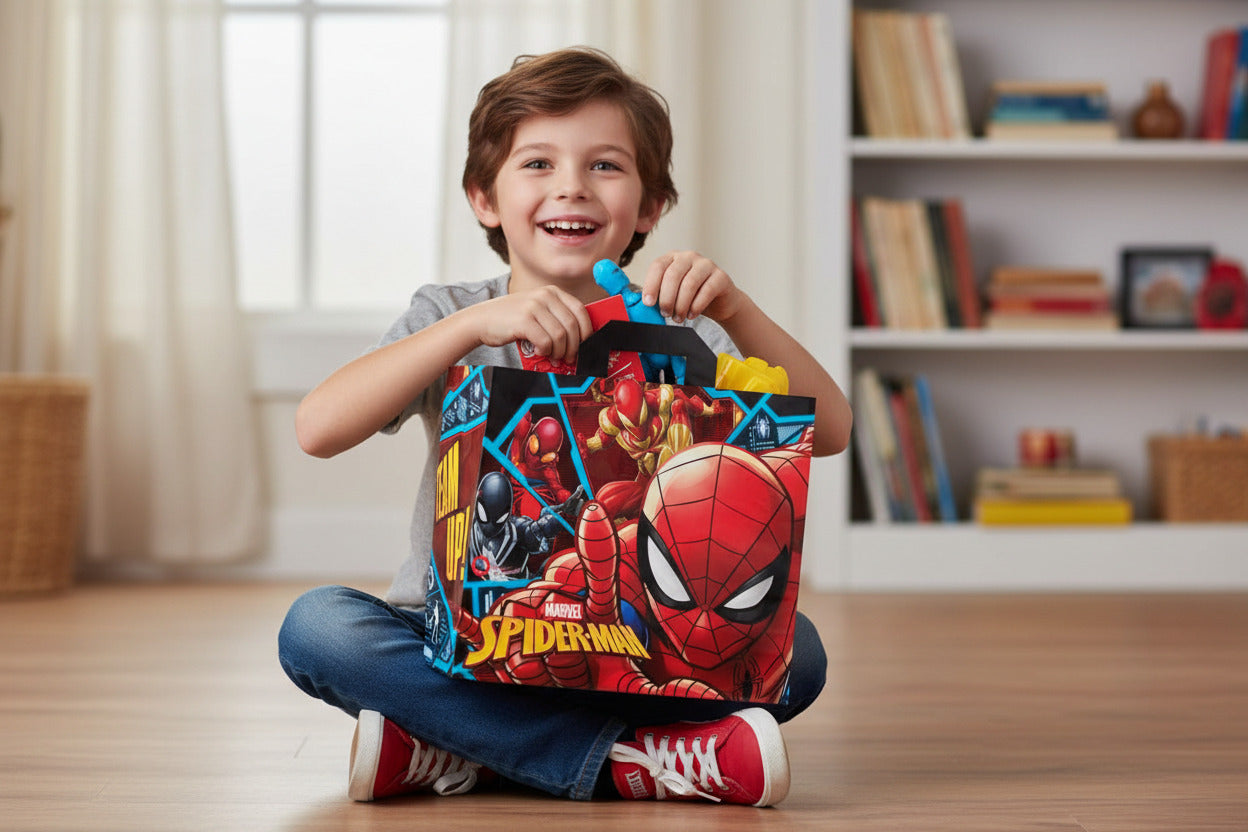 Grand sac shopping Marvel Spider-Man réutilisable avec illustration du célèbre super-héros