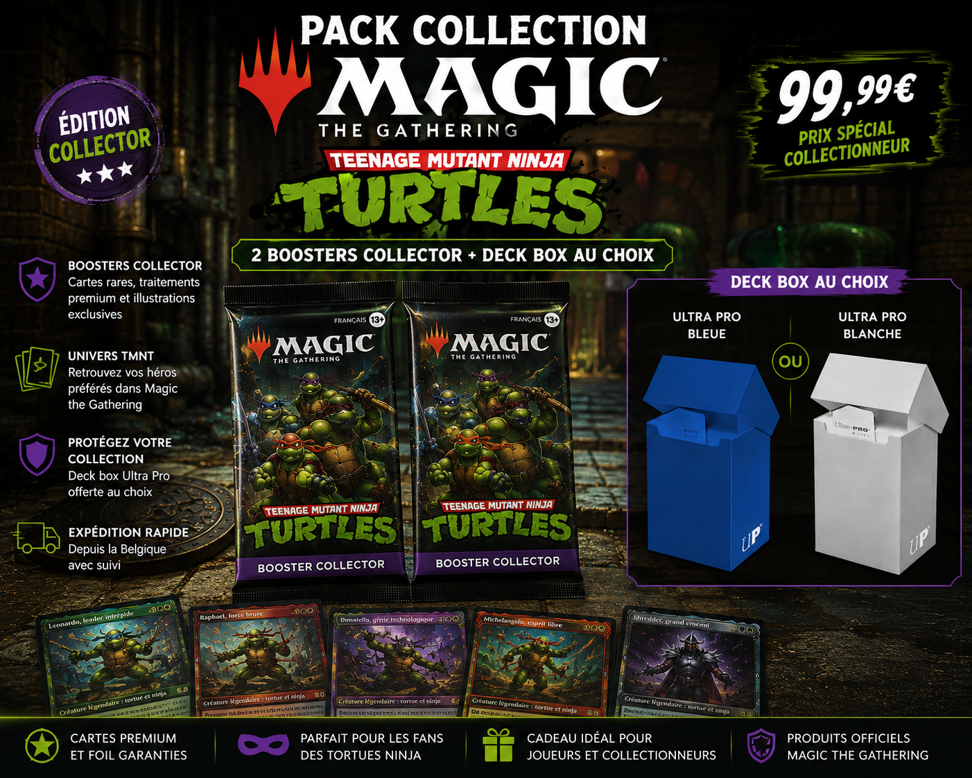 Pack Collector TMNT FR – 2 Boosters Collector + Deck Box Ultra Pro | B-GEEK